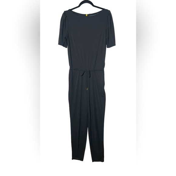 Lauren Ralph Lauren Black Soft Short Sleeve Jumpsuit, Elastic Waist & Pockets, M - Picture 4 of 16